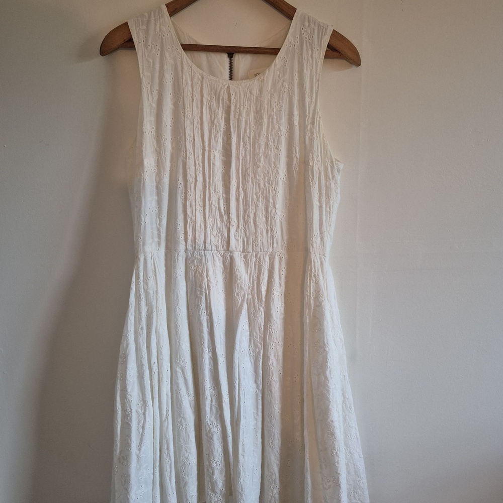 White Eyelet Midi Cotton Made In Canada Dress